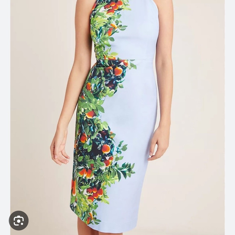 Anthropologie Blue Asymmetrical Halter Midi Dress